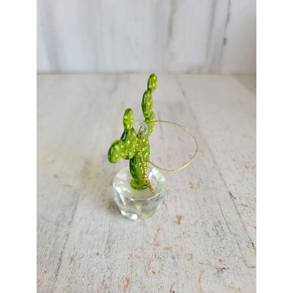 Unique glass cactus plant ornament Xmas dessert summer home decor figure